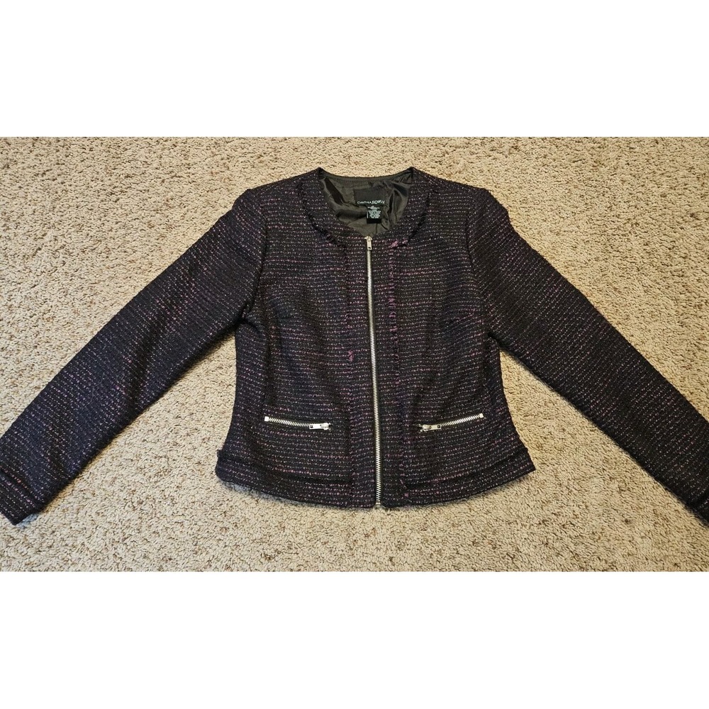 Cynthia Rowley Jacket‎ Womens Small Business Purple Pockets Zipper Feminine